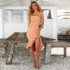 Spring and summer new women's sexy ruffled pure color strapless dress