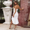 Spring and summer new women's sexy ruffled pure color strapless dress