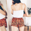 Leopard Printed Sexy Ladies Cami And Shorts Sleeveless Satin Pajama Set For Women Sleepwear