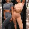 Two Piece Women High Waist Tight Sport Wear Yoga Set Suit Seamless Yoga Set Crop Activewear
