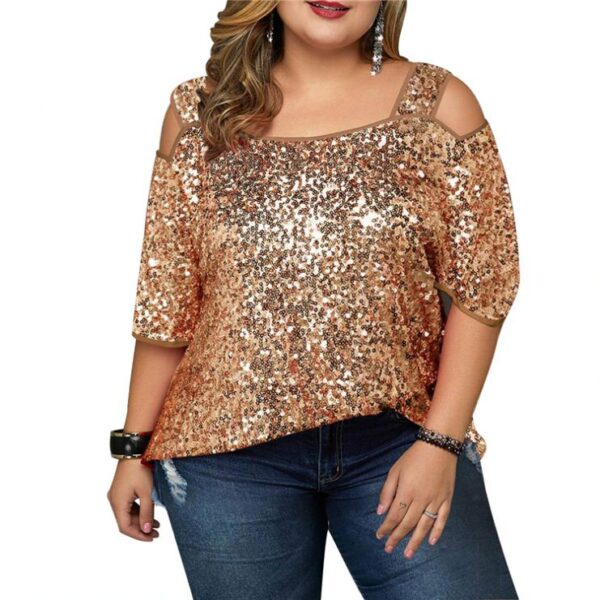 Ladies Sexy sequined Casual Women Tops Blouse plus size women clothing
