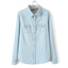 New Fashion wholesale long sleeve long casual blue denim shirts for ladies