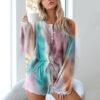 Hotsale Customizable Full Sleeve Nightwear Two Piece Pajamas Women Sleepwear Tie Dye Loungewear Sets