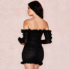 Backless Black Dress V-neck Halter Neck Summer Dress Wedding Women Ruffles Dresses