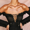 Backless Black Dress V-neck Halter Neck Summer Dress Wedding Women Ruffles Dresses