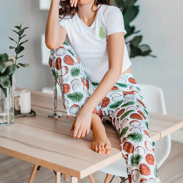 Women Pajamas Set Pants Casual Sleepwear Cotton Pajamas Ladies Home Wear Loungewear