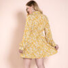 Plus Size Original design Spring Autumn Floral Yellow Long Sleeve Women Dresses
