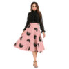 Slanna New Ink Brush Printed A Line High Waist Flared Midi Skirt