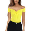 Slim off the shoulder t shirts tie sexy women tops and blouses