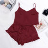 Sexy Frill Sleeveless Pink Cami Top Home Clothes For Women Sleepwear Red Pijamas