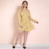 Plus Size Original design Spring Autumn Floral Yellow Long Sleeve Women Dresses