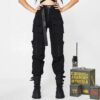 Women's cargo pants black with pockets cool