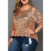 Ladies Sexy sequined Casual Women Tops Blouse plus size women clothing