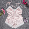 Pink Patchwork Satin Loungewear Camisole And Short Pajamas For Ladies Shorts