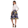Stylish dress knee length long floral printed swing skirt