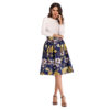 Stylish dress knee length long floral printed swing skirt