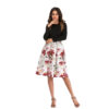 Stylish dress knee length long floral printed swing skirt