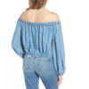 sexy skinny blouson off shoulder design denim blue top for women