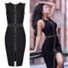 Bandage dress black sexy body-con mental women sexy bandage dress