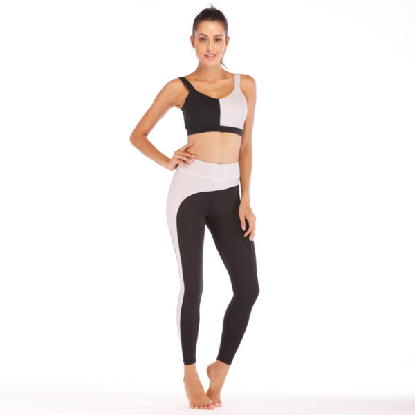 Black And White Contrast Color Ladies Activewear Women Exercise Wear Yoga Set For TraIning