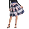 Vintage floral printing skirt high waist A line pleated midi skirt for ladies