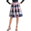 Vintage floral printing skirt high waist A line pleated midi skirt for ladies