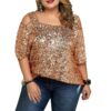 Ladies Sexy sequined Casual Women Tops Blouse plus size women clothing