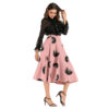 Slanna New Ink Brush Printed A Line High Waist Flared Midi Skirt