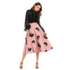 Slanna New Ink Brush Printed A Line High Waist Flared Midi Skirt