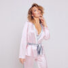 Silk Short Robe And Long Pants Loungewear Pajamas Night Ladies