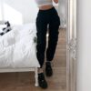 Women's cargo pants black with pockets cool