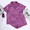 Pink Patchwork Satin Loungewear Camisole And Short Pajamas For Ladies Shorts