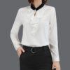 Flounces chiffon shirt women's long sleeve loose stand collar women's top