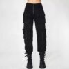 Women's cargo pants black with pockets cool