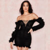 Backless Black Dress V-neck Halter Neck Summer Dress Wedding Women Ruffles Dresses