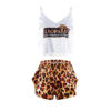 Leopard Printed Sexy Ladies Cami And Shorts Sleeveless Satin Pajama Set For Women Sleepwear