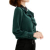 Flounces chiffon shirt women's long sleeve loose stand collar women's top