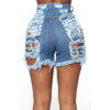 Ripped Design Straight Leg Women Denim Shorts Pants