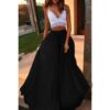 Chiffon Half-length Skirt in Spring and Summer Elastic waist double skirt Solid Half Length skirt