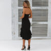 Spring and summer new women's sexy ruffled pure color strapless dress