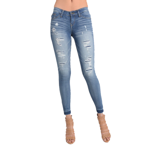 Stretchy Skinny Ripped With Inside Rayon Patch Pencil Jeans