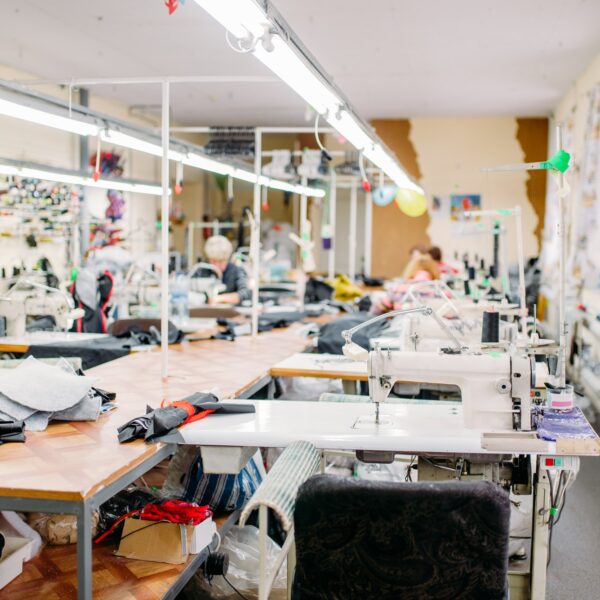 Workshop, production of clothing, sewing machine